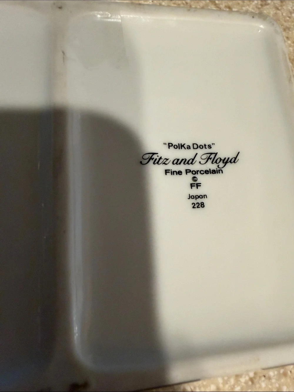 Fitz & Floyd vintage black and White Polka Dot Rectangular Tray w/ playing cards